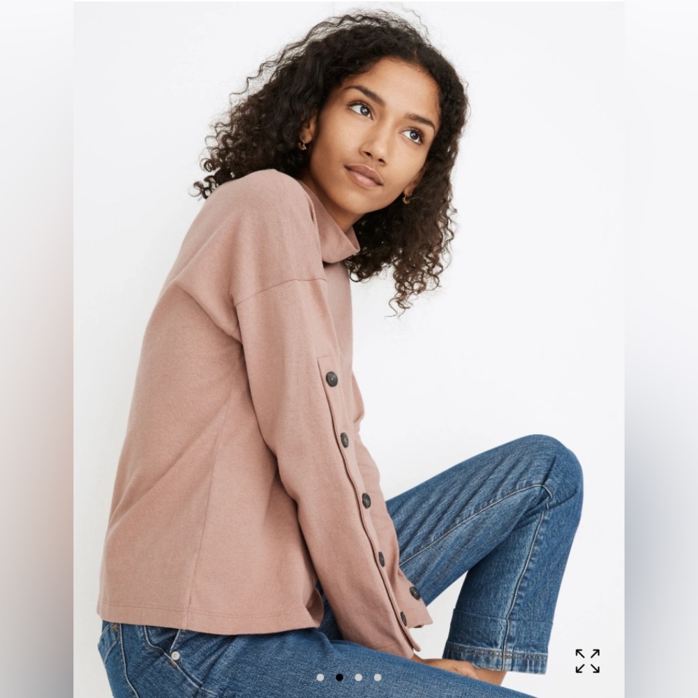 Madewell Button-Sleeve Turtleneck Top - Picture 3 of 10